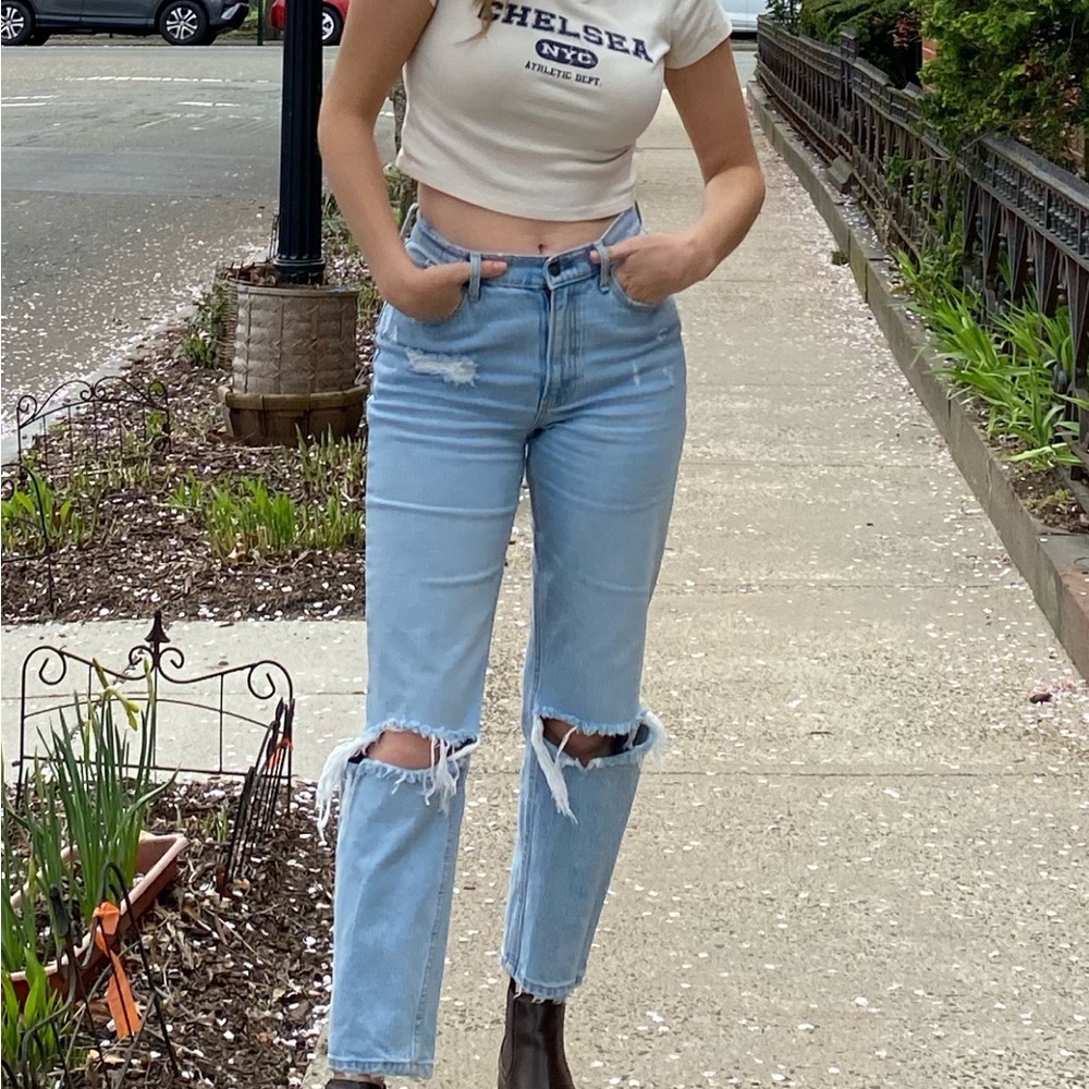 Abercrombie & Fitch High Rise Ripped Dad Jeans